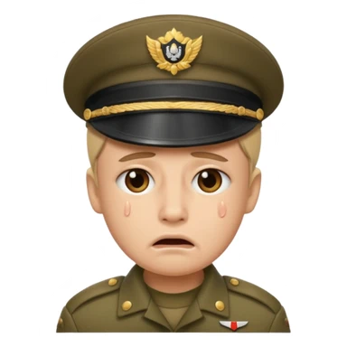 Crying face with a soldier hat  sticker