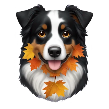 Autumn leaf garland Small black australian shepherd dog sticker