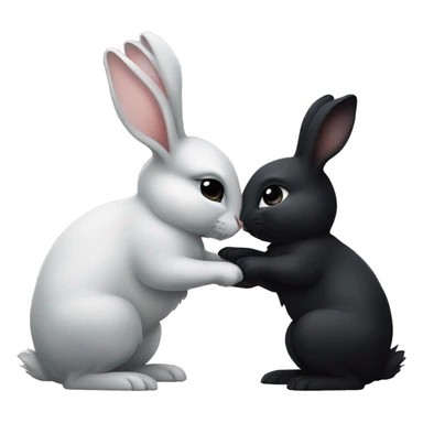 Iwhite bunny kissing black bunny sticker