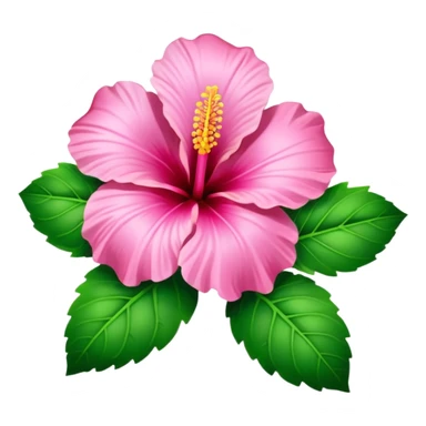 Pink heart hibiscus like a with green leaves sticker