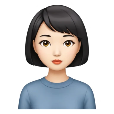 Asian woman model with stylish short bob haircut sticker