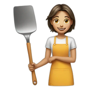 smiling girl with spatula in hand sticker