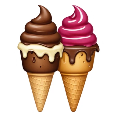 Create an image with 2 scoops of icecream slighted inverted ly placed aginst each other sticker