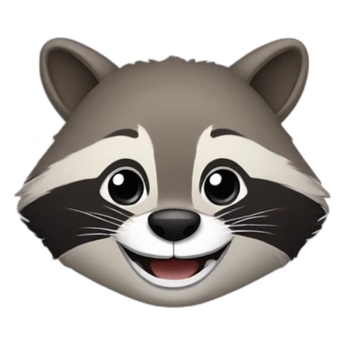 raccoon with a large smile showing teeth sticker