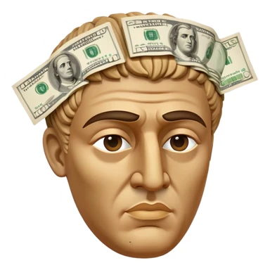 greek ceasar statue head with cash covering eyes sticker