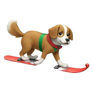 Dog skiing with Christmas tree sticker