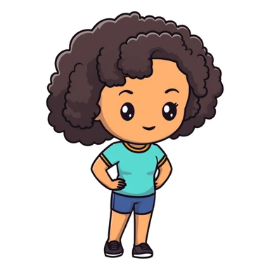 Woman with brown skin, short dark black curly hair sticker
