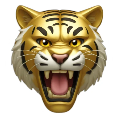 angry tiger made of gold sticker