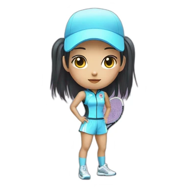augmented cyberpunk asian girl in tennis uniform sticker