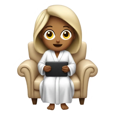 Lady in a robe watching tv on a couch  sticker