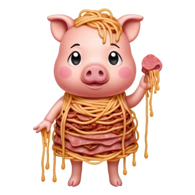  SPAM meat melted pink dripping sauce spaghetti dress piggy monalisa portrait sticker