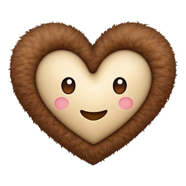 Brown fuzzy heart  sticker