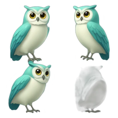 hibou vert et bleu sticker