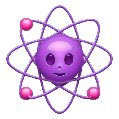minimalistic atom, neon purple (#8B5CF6) and cyan (#00E0FF), representing Atom team creativity and innovation, clean tech design, no face, 1:1 aspect ratio sticker