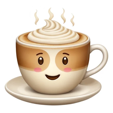 cappuccino classic coffee cup with frothy milk, warm brown and cream colors, simple and expressive emoji sticker