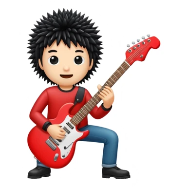 playing red electric guitar cute black sea urchin sticker