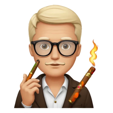 bold white guy in black glasses and cigar sticker