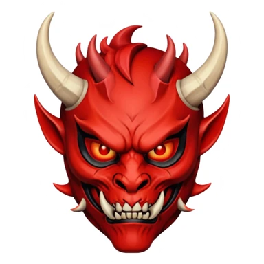 red demon mask face sticker
