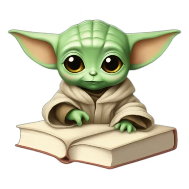 baby yoda studying on books sticker