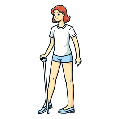 Lady with right leg cast sticker