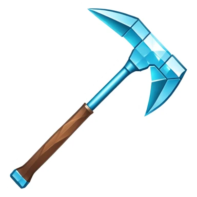 Minecraft diamond pickaxe with brown handle sticker