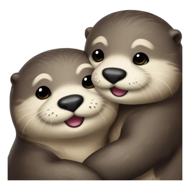 Cuddling cute otters, one has a mustache  sticker