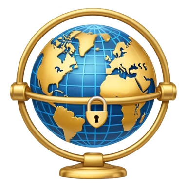 A secure network icon with shield and lock protecting a globe with network connections sticker