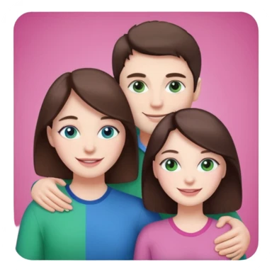 pink polaroid photo of a couple thats white with brunette hair blue and green eyes sticker