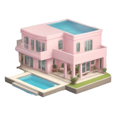light pink villa with swimming pool  sticker