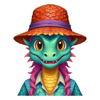 long hair dragon with shirt and hat sticker
