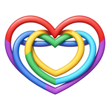 heart with interlocking rainbow rings sticker