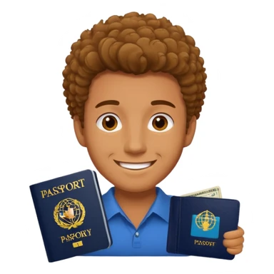 man with coily chairs passport size sticker