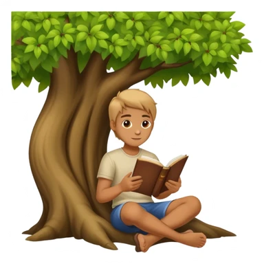 person sitting under a tree with an open book sticker