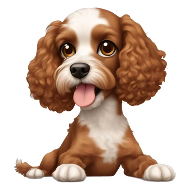Small brown poodle and cavalier mixed dog laying down sticker