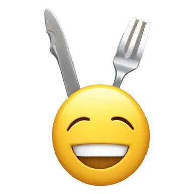A smiling Emoji hiding a butter knife Behind their back sticker