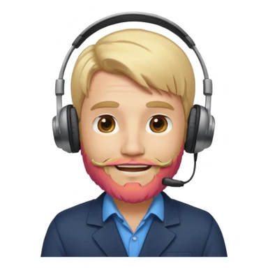 a sales agent with headphones and beard blonde hair smile sticker