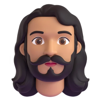 man with long black hair, mustache, no beard, brown skin sticker