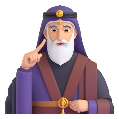 Middle Eastern wise man with finger on temple pondering a question sticker