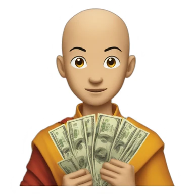 Aang with money sticker