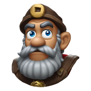 Warcraft mario gem collector in Uncle Scrooge style, mysterious eyes, intricate lips, masterpiece pose, odd perspective, beautiful, desirable, logical sticker