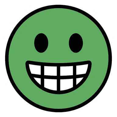 green happy emoji face showing teeth sticker