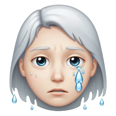 serious silver moon crying sticker