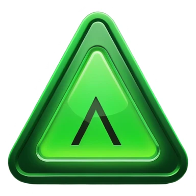 hazardous green logo, iOS app icon style, triangle with exclamation mark, glowing green, sleek, no text sticker