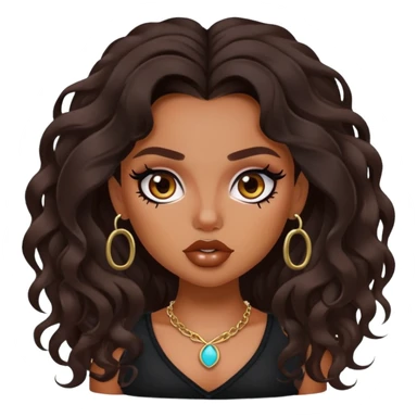 pretty bratz baddie, septum piercing, dark wavy hair sticker