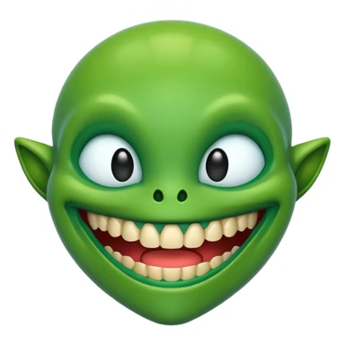 generate a classic alien emoji with teeth sticker