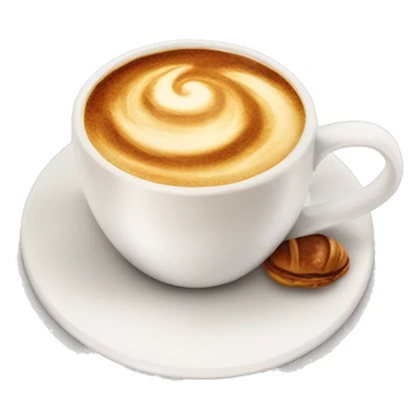 Cup of cappuccino with croissant sticker