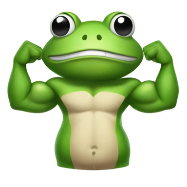 Buff cartoon frog flexing arms  sticker