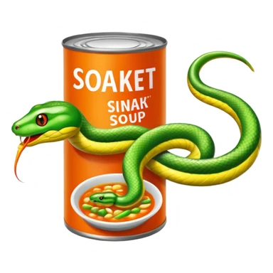 Can of soup with a snake  sticker
