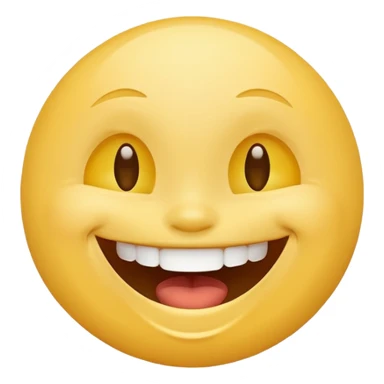 Emoji, yellow round laughing face, wide smile sticker