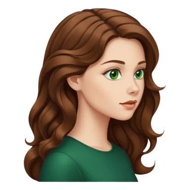 A white woman in profile with long, wavy brown hair sticker